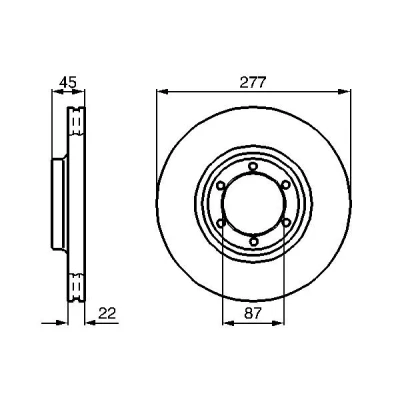 Billede af BOSCH 0 986 478 635 Bremseskiver 277,2 22 6 108 ventileret, indvendigt ventileret olieret MITSUBISHI: L300 / Delica III Bus, PAJERO 2, 1