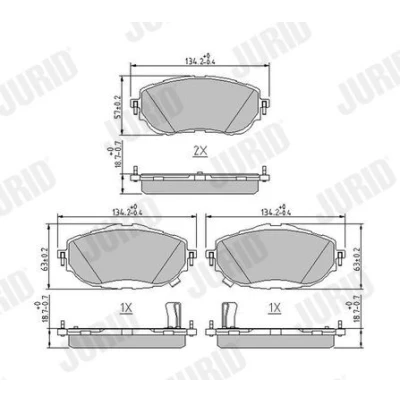 Billede af JURID 573440J Bremseklodser med akustisk advarsel for slid uden tilbehør TOYOTA: Auris Stationcar, Hatchback, Corolla X Sedan