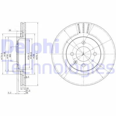 Billede af DELPHI BG2712 Bremseskiver 280 22 4 ventileret olieret ubehandlet uden hjullejer, ABS sensorring VOLKSWAGEN: GOLF 2, Corrado