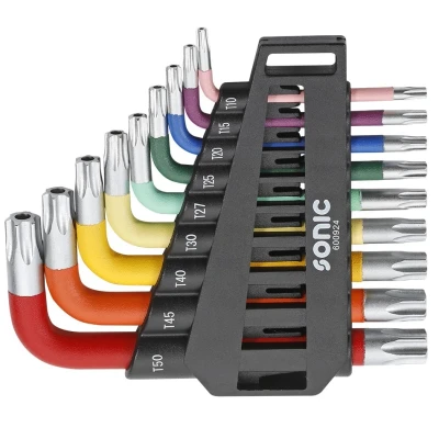 Billede af SONIC 600924 Vinkelskruetrækkersæt T10H, T15H, T20H, T25H, T27H, T30H, T40H, T45H, T50H Krom vanadium stål 9