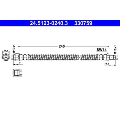 Billede af ATE 24.5123 0240.3 Bremseslange 240 M10x1