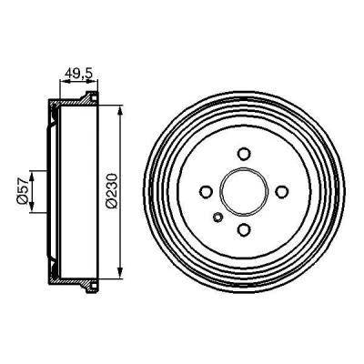 Billede af BOSCH 0 986 477 100 Bremsetromler 265 bagaksel OPEL: Astra G Caravan, F CC