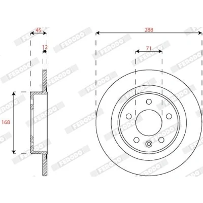 Billede af FERODO DDF2812C Bremseskiver 288 12 5 115 fuldstændigt coatet uden skruer OPEL: Insignia B Sports Tourer, Grand Sport