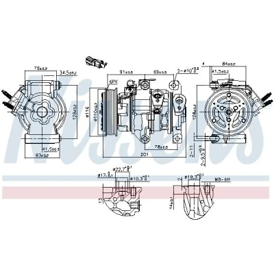 Billede af NISSENS 891007 Kompressor 10SRE13C 12 PAG 46 R 134a FORD: FIESTA 6