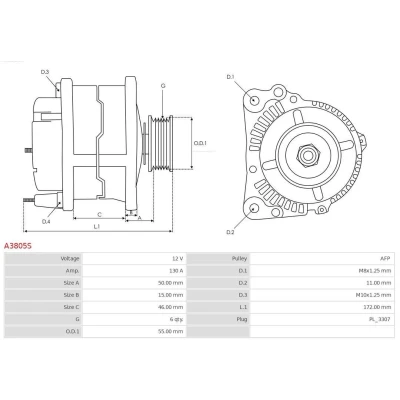 Billede af AS PL A3805S Generator 12V 130A