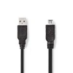 Billede af USB kabel 2.0 A Han Mini 4 Pin 480 Mbps Nikkelplateret 2.00 m Runde PVC Sort Plastikpose