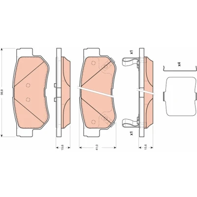 Billede af TRW GDB3432 Bremseklodser med akustisk advarsel for slid tilbehør HYUNDAI: Getz