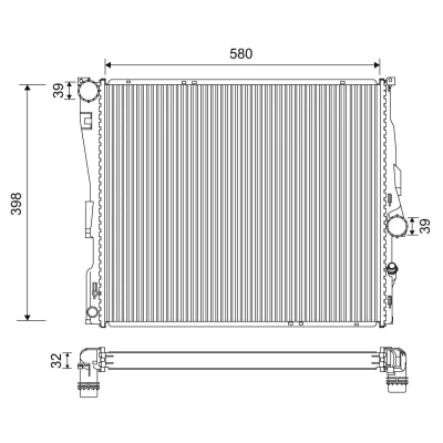 Billede af VALEO 701200 Radiator Aluminium 580 498 32 Loddet køleripper BMW: X3