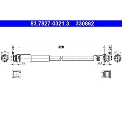Billede af ATE 83.7827 0321.3 Bremseslange 320 FORD: Fusion Stationcar