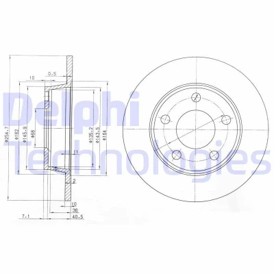 Billede af DELPHI BG3671 Bremseskiver 255 10 5 fuldstændigt olieret ubehandlet uden hjullejer, ABS sensorring AUDI: A6 C5 Avant, Sedan
