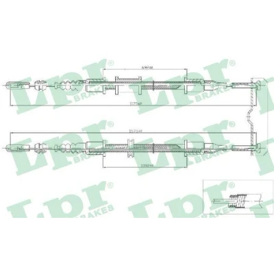 Billede af LPR C0571B Håndbremsekabel 1175/700+1575/1100 Skivebremse OPEL: Astra F Caravan