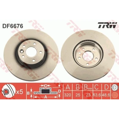 Billede af TRW DF6676S Bremseskiver 320 25 5 108 ventileret lakeret VOLVO: V40 Hatchback, V50, S40 II