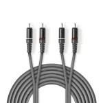 Billede af Stereo Audio kabel 2x RCA Hanstik Nikkelplateret 5.00 m Runde Mørkegrå Kartonhylster