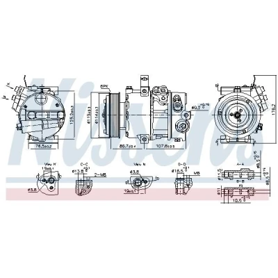 Billede af NISSENS 890751 Kompressor DVE16N 12 PAG 46 YF R 134a, 1234yf