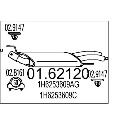 Billede af MTS 01.62120 Lydpotte 1000 VOLKSWAGEN: GOLF 3