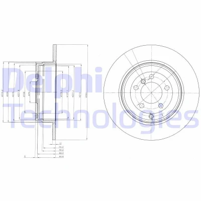 Billede af DELPHI BG4066 Bremseskiver 354 12 5 fuldstændigt olieret ubehandlet uden hjullejer, ABS sensorring LAND ROVER: Range Rover 3