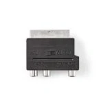Billede af SCART adapter Han S Video Female / 3x RCA Hun Nikkelplateret Skiftelig ABS Sort 1 stk. Box