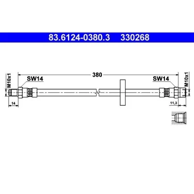 Billede af ATE 83.6124 0380.3 Bremseslange 380 M10x1 VOLVO: 960 II Sedan