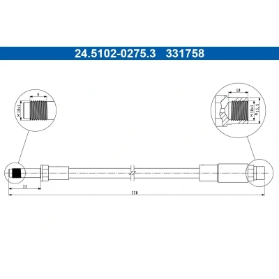 Billede af ATE 24.5102 0275.3 Bremseslange 320mm M10x1mm BMW: 5 Sedan