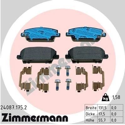Billede af ZIMMERMANN 24087.175.2 Bremseklodser med akustisk advarsel for slid skruer Billede svarer til leveringsomfang, glideplade