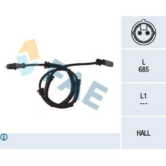 Billede af FAE 78095 ABS Sensor foraksel Hall princip 2 685 OPEL: Vivaro A Combi, RENAULT: TRAFIC Bus
