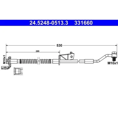 Billede af ATE 24.5248 0513.3 Bremseslange 530 M10x1 HYUNDAI: i20 I Hatchback