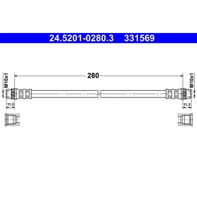 Billede af ATE 24.5201 0280.3 Bremseslange 280 DACIA: SANDERO 2, Duster II