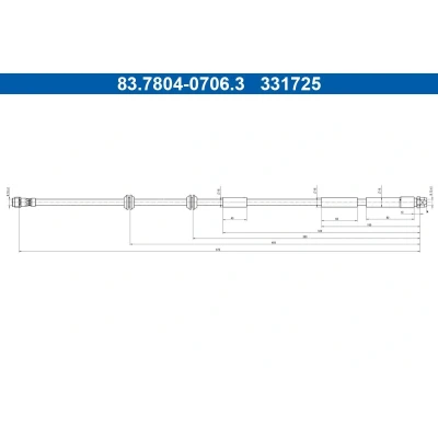 Billede af ATE 83.7804 0706.3 Bremseslange 670mm