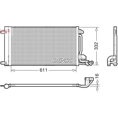 Billede af DENSO DCN02034 Kondensator med tørrer R 134a VOLKSWAGEN: Polo V Hatchback, SKODA: Fabia 2, III Stationcar, SEAT: Ibiza 4
