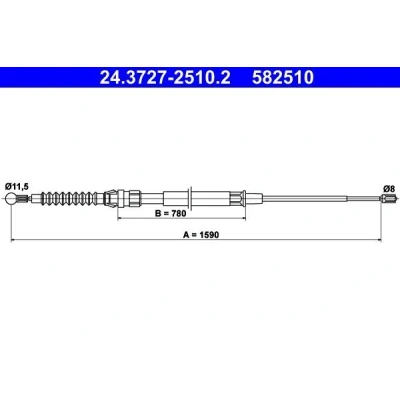 Billede af ATE 24.3727 2510.2 Håndbremsekabel 1590 SKODA: Superb II Hatchback