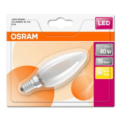 Billede af OSRAM LED kertepære E14 B35 4 W 2.700 K, mat