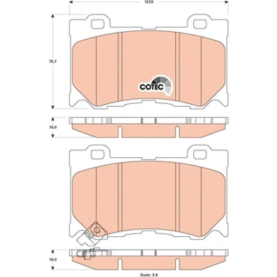 Billede af TRW COTEC GDB3505 Bremseklodser med akustisk advarsel for slid tilbehør INFINITI: FX SUV, QX70 NISSAN: 370Z Coupe