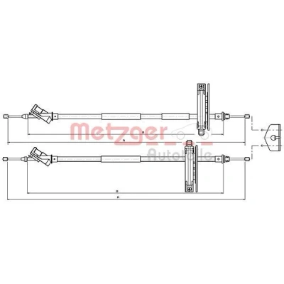 Billede af METZGER 10.5361 Håndbremsekabel 1482/1320 Tromlebremse COFLE FORD: Focus Mk1 Hatchback