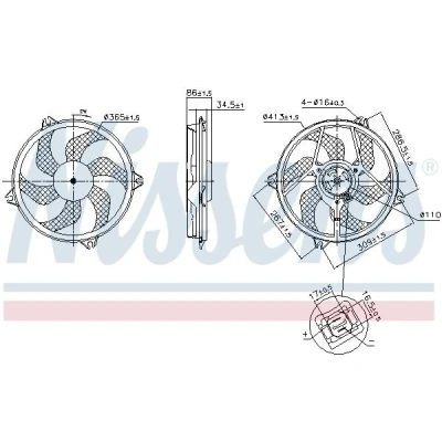 Billede af NISSENS 850093 Køleventilator 365 12 246 uden indbygget regulator PEUGEOT: 406 Sedan