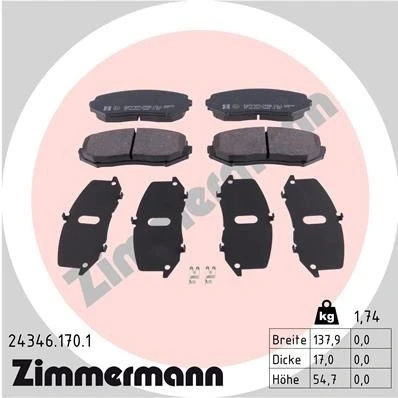 Billede af ZIMMERMANN 24346.170.1 Bremseklodser med akustisk advarsel for slid Billede svarer til leveringsomfang SUZUKI: Grand Vitara 2 SUV