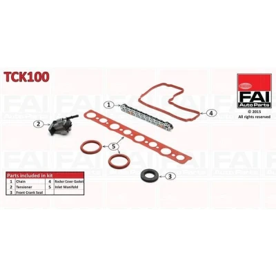 Billede af FAI AutoParts TCK100 Styrekædesæt med pakninger, uden tandhjul Simplex, Boltkæde PEUGEOT: 5008 I, 308 II Hatchback, 407 Sedan