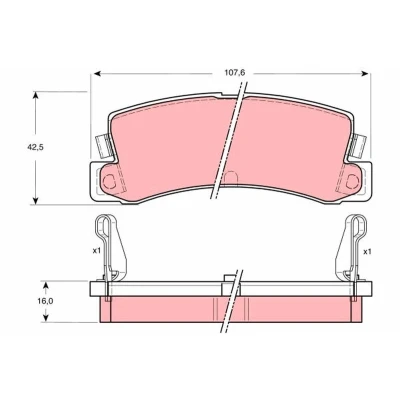 Billede af TRW GDB730 Bremseklodser med akustisk advarsel for slid TOYOTA: Corolla VIII Compact, Liftback, VII Compact