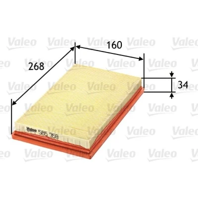 Billede af VALEO 585359 Luftfilter 35 160 280 Filterindsats TOYOTA: Corolla VIII Compact, Liftback