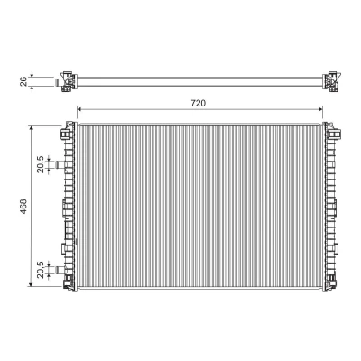 Billede af VALEO 701305 Radiator Aluminium 720mm 468mm 26mm uden kølemiddelregulering