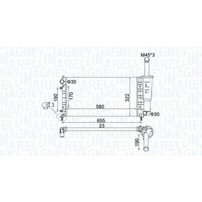 Billede af MAGNETI MARELLI 350213183600 Radiator 580 322 23 Mekanisk fuget køleripper