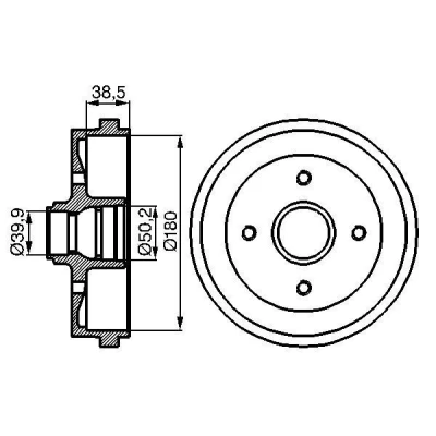 Billede af BOSCH 0 986 477 002 Bremsetromler uden hjullejer 211 bagaksel VOLKSWAGEN: GOLF 2, 1 Cabriolet,
