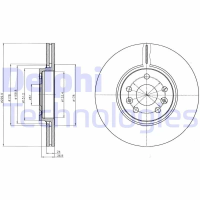 Billede af DELPHI BG4338 Bremseskiver 300 24 5 ventileret olieret højkarboniseret uden hjullejer, ABS sensorring RENAULT: SCENIC 2, GRAND 2
