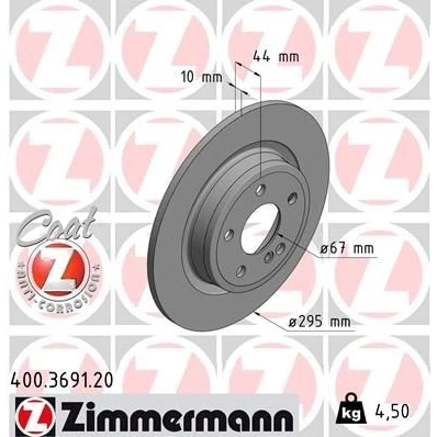 Billede af ZIMMERMANN COAT Z 400.3691.20 Bremseskiver 295 10 6/5 5 112 fuldstændigt coatet MERCEDES BENZ: A klasse, B CLA Coupe