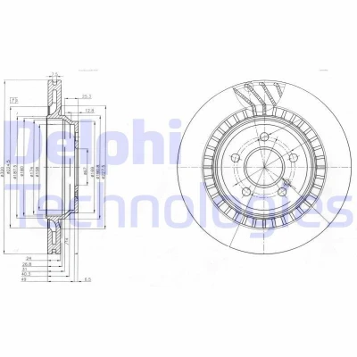 Billede af DELPHI BG4144 Bremseskiver 320 24 5 ventileret olieret ubehandlet uden hjullejer, ABS sensorring MERCEDES BENZ: S klasse Sedan, Coupe