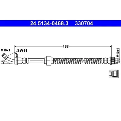 Billede af ATE 24.5134 0468.3 Bremseslange 468 M10x1