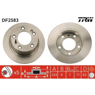 Billede af TRW DF2583 Bremseskiver 224 9 5 108 fuldstændigt lakeret CITROËN: XM II Hatchback, I Hatchback