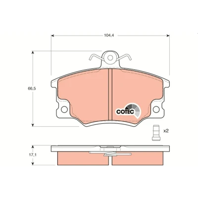 Billede af TRW COTEC GDB458 Bremseklodser med akustisk advarsel for slid bremsecaliperskruer tilbehør FIAT: Punto I Hatchback, Uno Hatchback