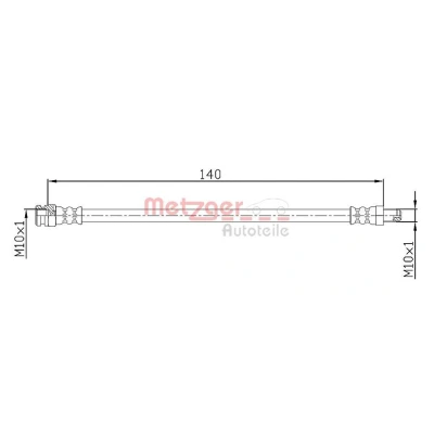 Billede af METZGER 4110106 Bremseslange 140 OPEL: Corsa D Hatchback, FIAT: Grande Punto 500L, ALFA ROMEO: MiTo