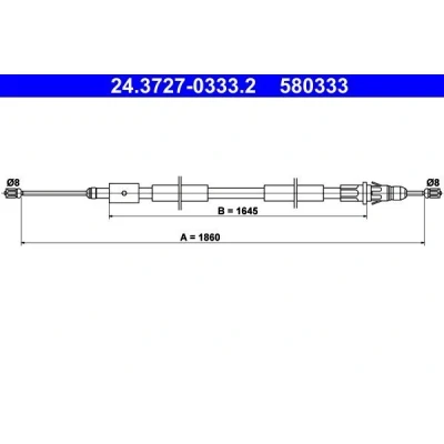 Billede af ATE 24.3727 0333.2 Håndbremsekabel 1860