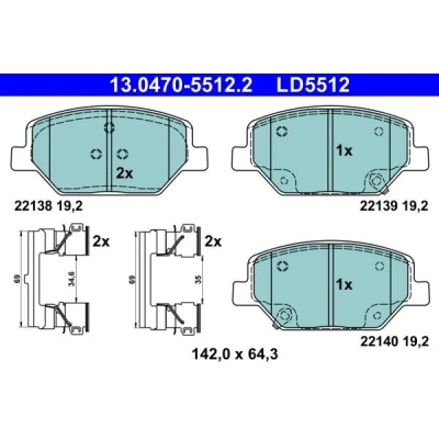Billede af ATE 13.0470 5512.2 Bremseklodser med akustisk advarsel for slid tilbehør OPEL: Insignia B Sports Tourer, Grand Sport